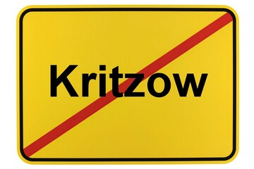 Illustration eines Ortsschildes der Gemeinde Kritzow in Mecklenburg-Vorpommern
