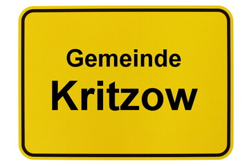 Illustration eines Ortsschildes der Gemeinde Kritzow in Mecklenburg-Vorpommern