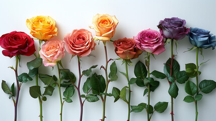 Rainbow Symphony: A Lineup of Vivid Roses