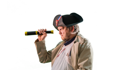 Napoleon Bonaparte, military leader of the 18th century With a spyglass 