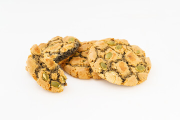 Special Chinese pastry pumpkin and purple sweet potato cake on white background