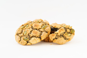 Special Chinese pastry pumpkin and purple sweet potato cake on white background