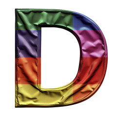 Letter D styled as pride flag Isolated on Transparent or White Background, PNG