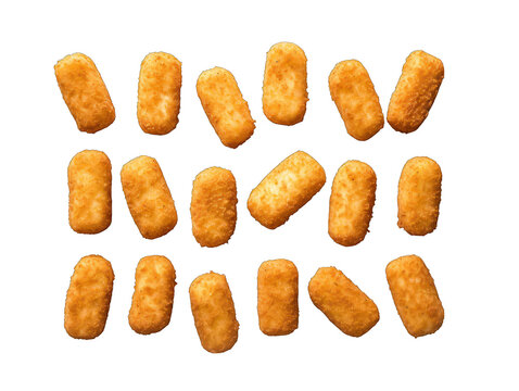 Tater tots isolated on transparent background, transparency image, removed background