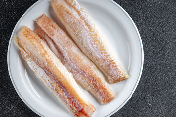 hake fillet fish fresh seafood fresh food tasty healthy eating cooking appetizer meal food snack on the table copy space food background