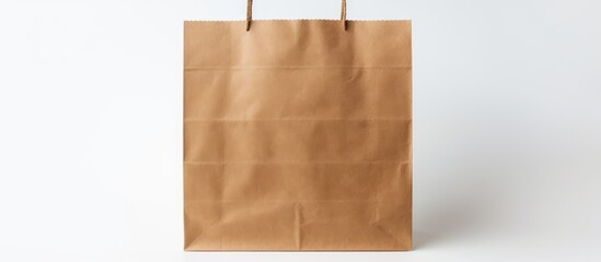 A rectangular brown paper bag with handles, reminiscent of wood texture. The simple yet artistic pattern stands out against the white background