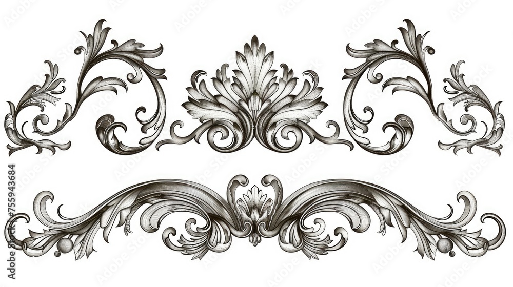 Poster Detailed drawing of multiple scrolls on a table, suitable for educational or historical content.