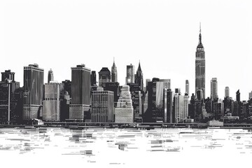 Fototapeta premium A stunning black and white photo of a city skyline. Perfect for urban-themed projects.
