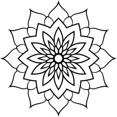 Obsidian Bloom Mandala Flower Design