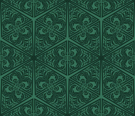 seamless pattern hexagon ornamental geometric green background