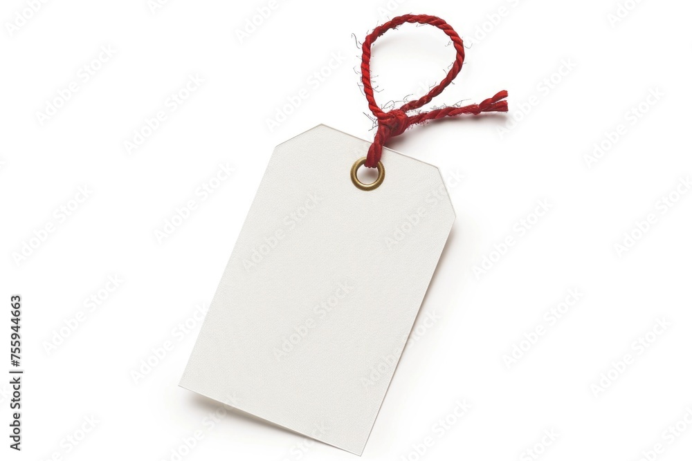 Poster Simple white tag with red string, suitable for various concepts.