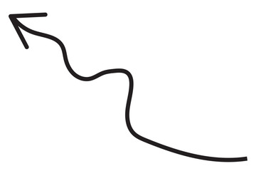 Black wavy arrow vector icon. Hand-drawn vector illustration