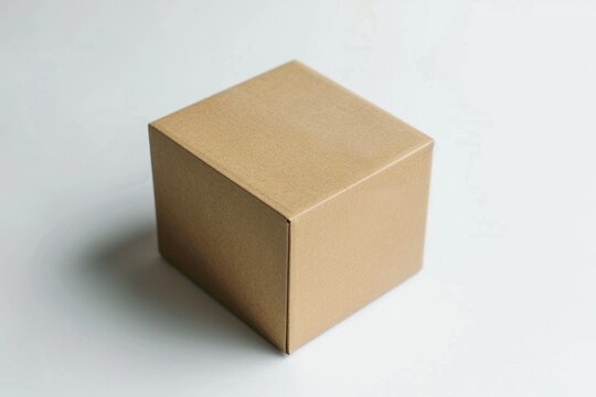 A simple brown box sitting on top of a white table. Suitable for various concepts.