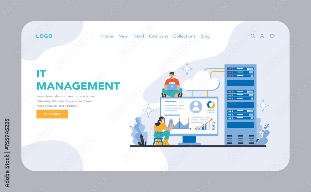 Poster operational processes and technologies concept. flat vector illustration.