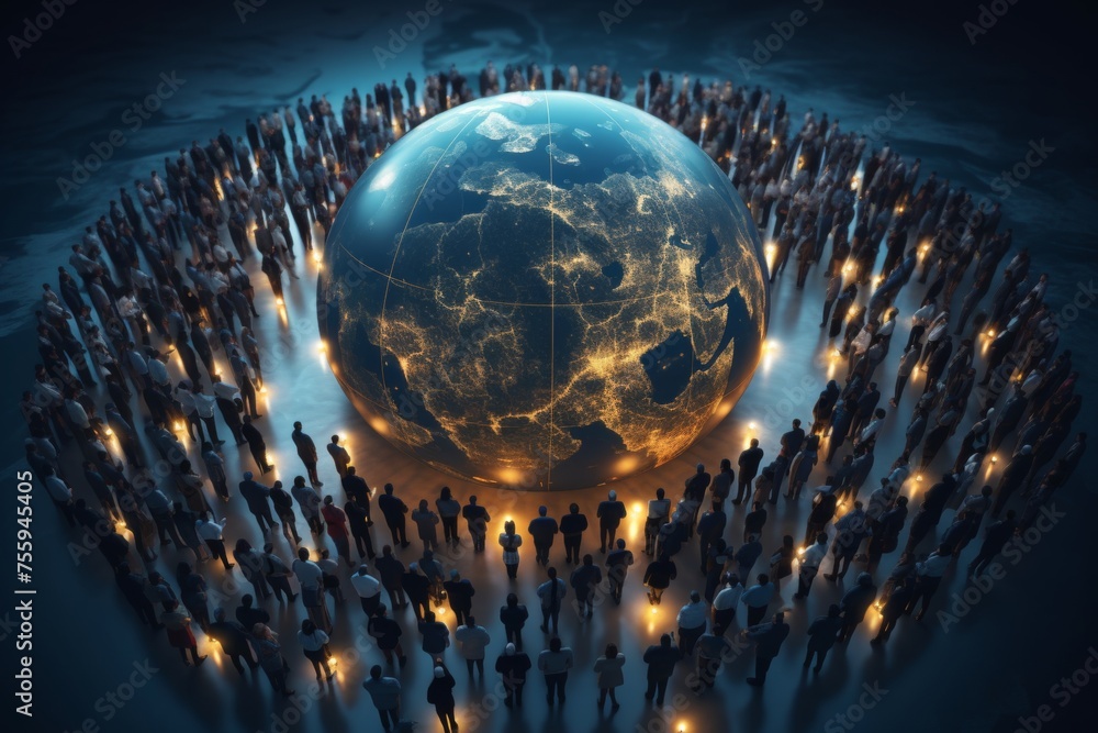 Poster global business structure of networking. analysis and data exchange customer connection, hr recruitm