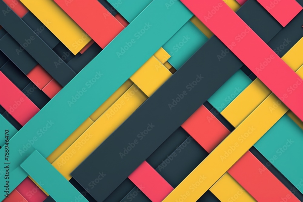 Poster intersecting colorful geometric shapes background - a playful and dynamic composition with an interp