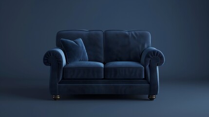 A serene blue couch with two pillows resting on it