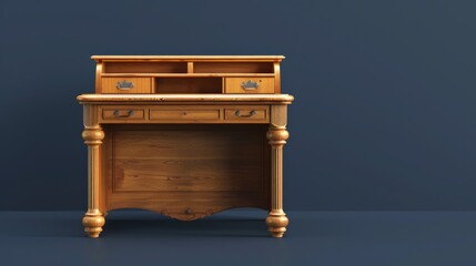 A wooden desk with a mysterious drawer sitting on top, inviting secrets to be discovered - obrazy, fototapety, plakaty
