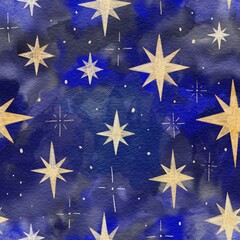 watercolor seamless pattern with stars