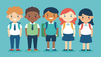 Whimsical School Kids Captivating Cartoon Vector Art for a Playful Learning Atmosphere