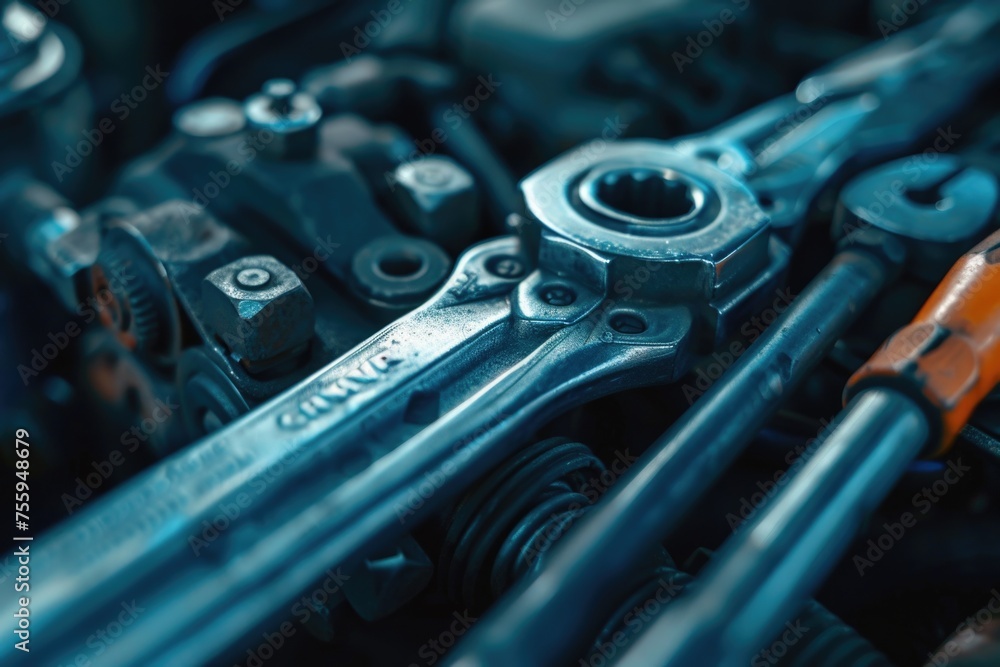 Aufkleber a pile of wrenches stacked on top of each other. ideal for industrial and mechanical concepts.