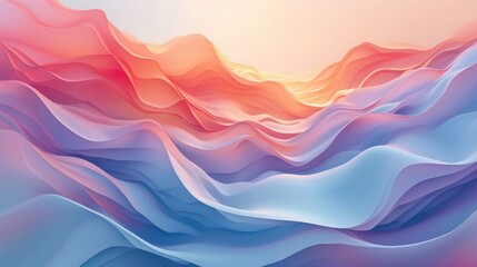 Organic shapes and fluid lines with pastel color gradients, embodying a soothing, nature-inspired...