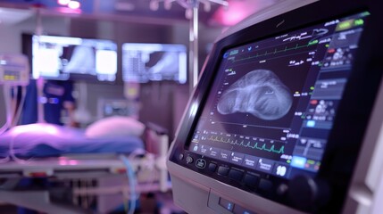 Naklejka premium Ultrasound device scanner, close up medical equipment for examination
