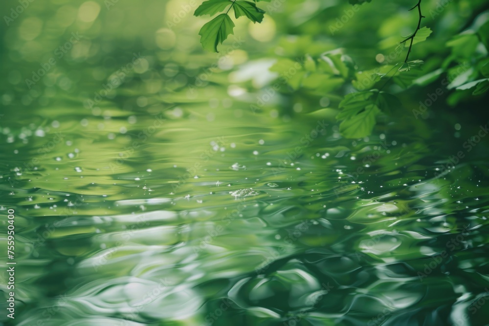 Aufkleber a close up of a body of water with trees in the background. ideal for nature and landscape concepts.