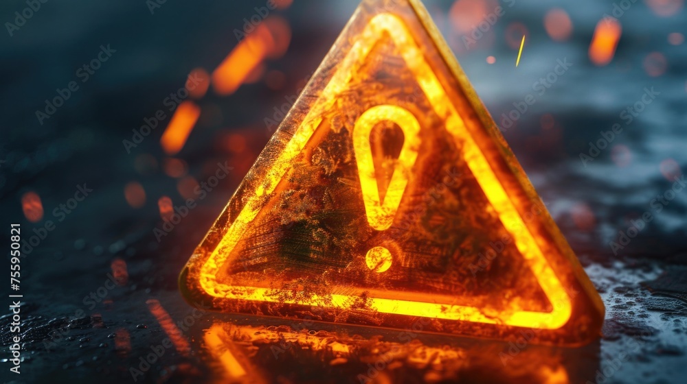 Aufkleber A glowing triangle with a question mark symbol on it. Suitable for technology and education concepts.