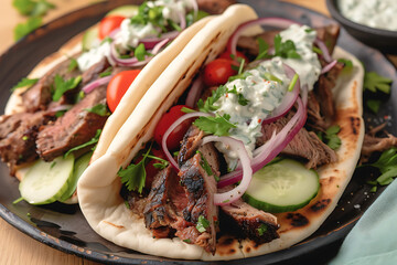 Grilled beef gyros photo