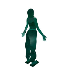 Female standing on nails Sadhu board silhouette illustration. Hand drawn woman standing on needle board, meditation yoga pose silhouette. Wellbeing illustration.