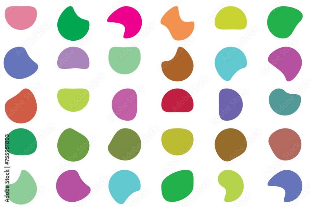 Poster random blob shapes. organic blobs set. seamless pattern with blob. various blotch. blob shapes vecto