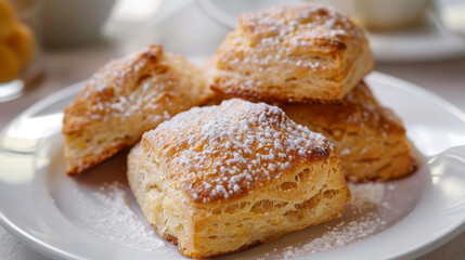 Obraz na płótnie Canvas Freshly baked puff pastries on plate