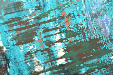abstract art background in blue tones with colored scuffs and scratches