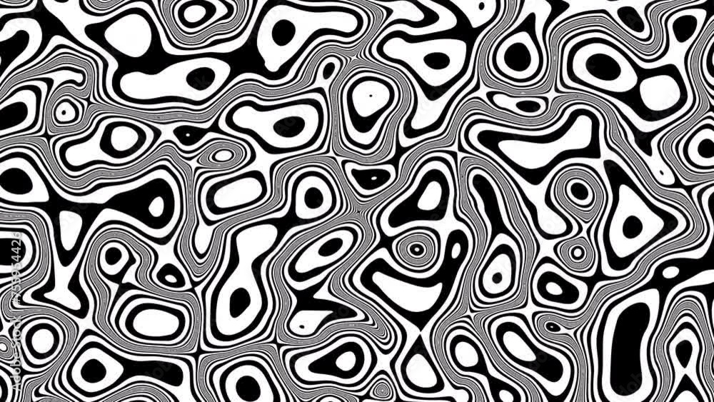 Poster Animated wavy line motion graphic background. Seamless looped Abstract motion graphic, Abstract moving topographic map lines. Moving wavy line striped