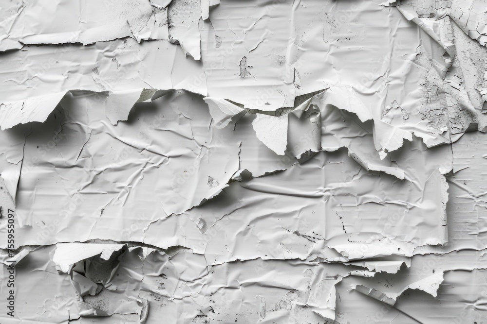 Poster detailed view of peeling paint on a wall, suitable for background or texture use.