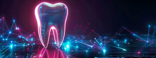 Tooth with modern technology protection with copy space background