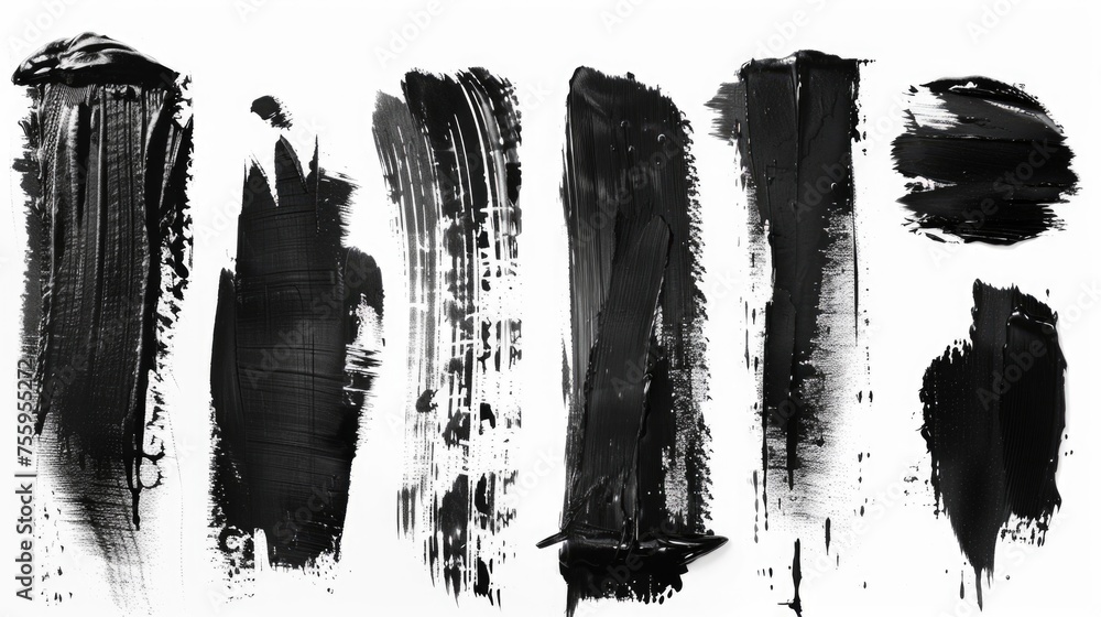 Poster abstract black paint strokes on a clean white background. perfect for artistic projects and design e