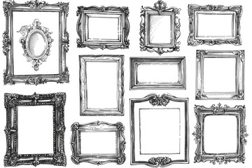 Simple black and white hand drawn frames for various design projects.