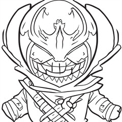 halloween ghoul coloring, vector illustration line art