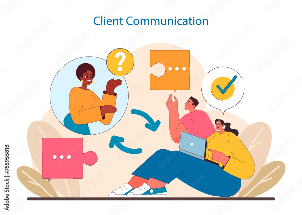Poster client communication in it project management. demonstrates active engagement.