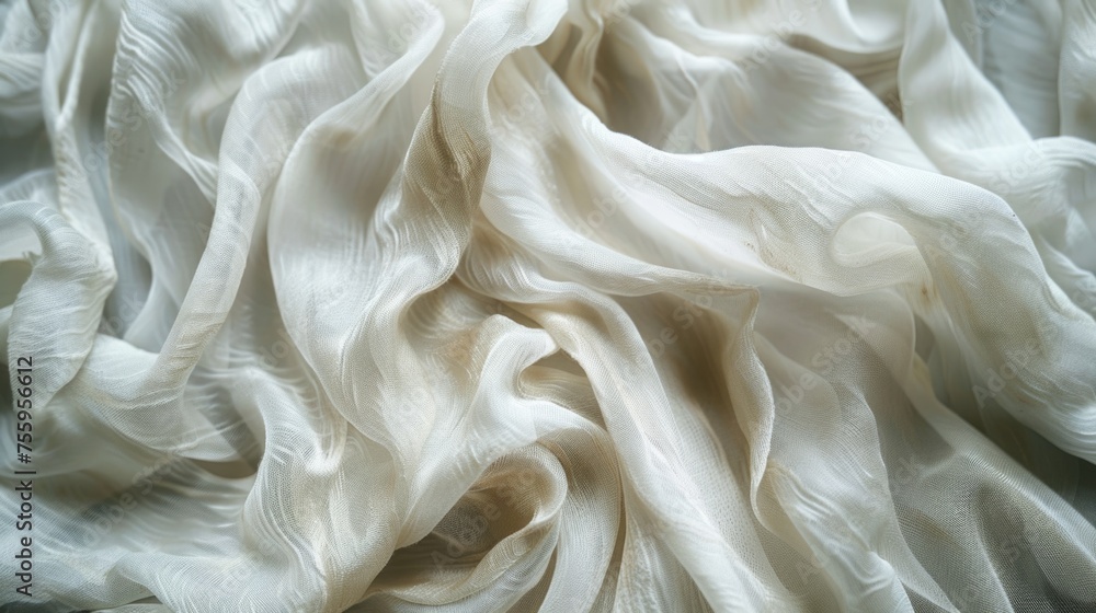 Poster close up view of white fabric, versatile for various projects.