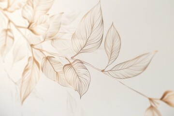 A drawing of leaves on a wall, perfect for interior design projects.