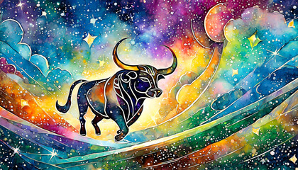 abstract background zodiac bull