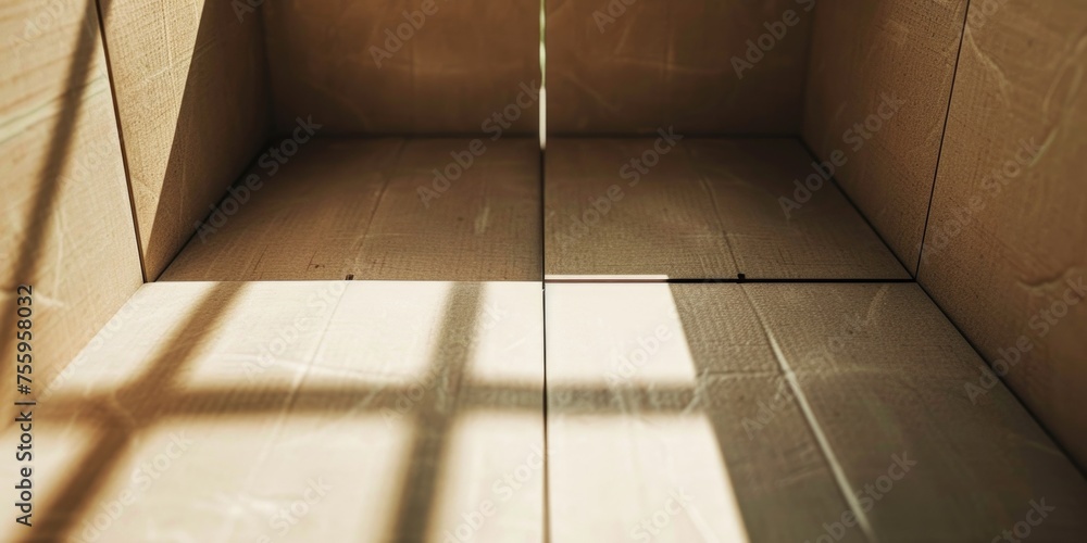 Poster a box placed on the floor. suitable for various concepts.
