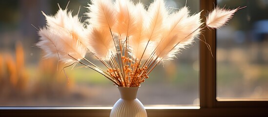 Soft pampas grass in a clear vase