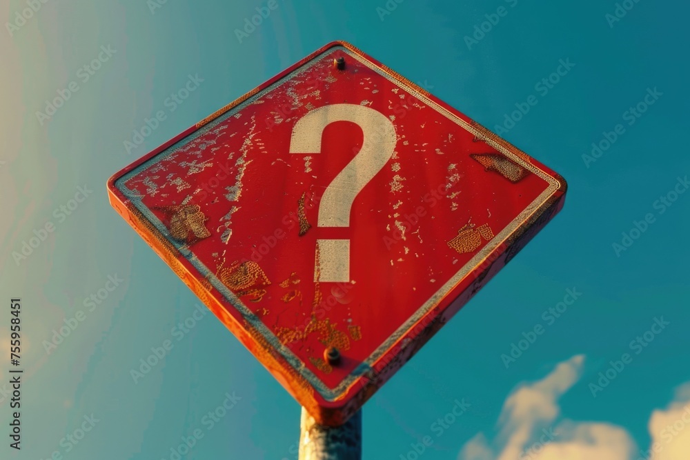 Poster a red sign with a question mark. suitable for educational materials.