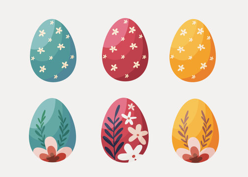 Set of colorful Easter eggs, easter eggs collection with happy colours
