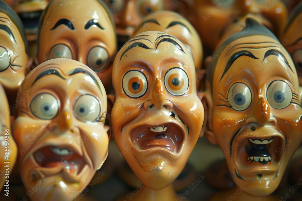 Poster a close up image of multiple heads with visible faces. ideal for social media profiles or team colla