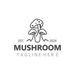Mushroom botanical logo  modern and simple stamp style. nature or food template design